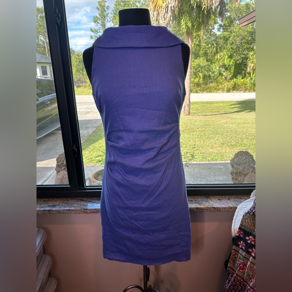 Sara Campbell Lavender Lined Linen Blend Sleeveless Dress Size Small